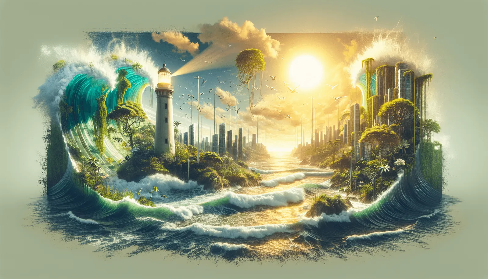 Solarpunk style illustration