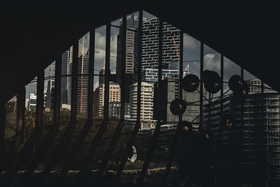 a view of a city through a window
